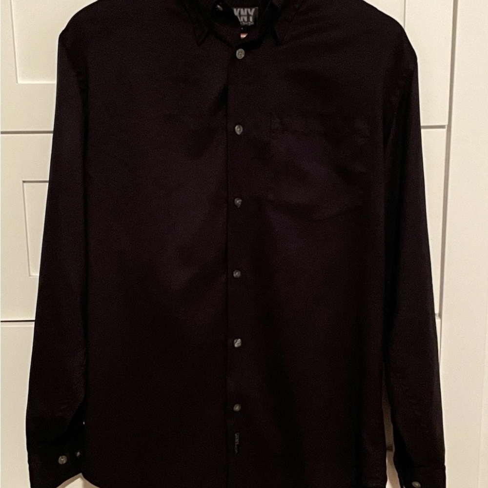 DKNY Men's Long Sleeve Black Preowned Button XS Shirt